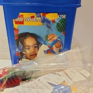 Vinage LEGO System 1708  Blue Creative Building Set Orinal Container   1994s